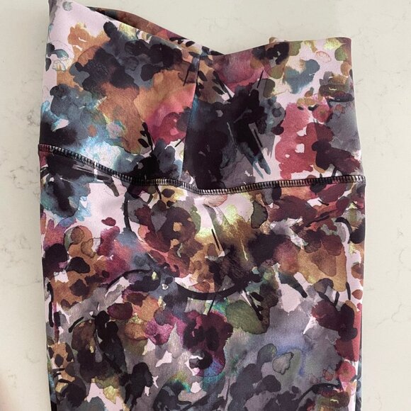 RBX Activewear Floral Abstract Print Polyester Spandex Leggings Multi Color Sz M - Picture 4 of 8